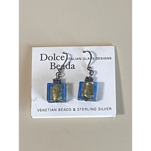 Dolce Beada Italian Glass Designs Venetian Beads Sterling Silver Drop Earrings - Picture 2 of 5
